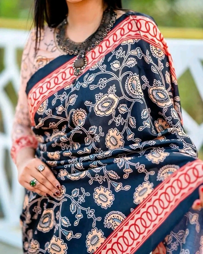 Ethereal Black 1 Minute Ready To Wear Digital Printed Crape Silk Saree