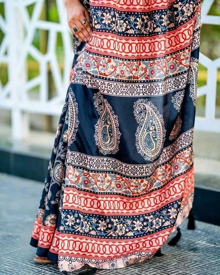 Ethereal Black 1 Minute Ready To Wear Digital Printed Crape Silk Saree