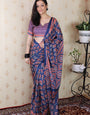 Beauteous Blue 1 Minute Ready To Wear Digital Printed Crape Silk Saree