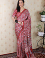 Refreshing Red 1 Minute Ready To Wear Digital Printed Crape Silk Saree