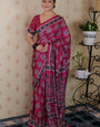 Elision Dark Pink 1 Minute Ready To Wear Digital Printed Crape Silk Saree