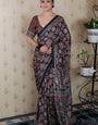 Vestigial Black 1 Minute Ready To Wear Digital Printed Crape Silk Saree