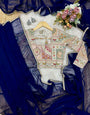 Conflate Navy Blue Georgette Silk Saree With Embroidery Work Blouse Piece