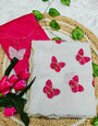Panache Off White Georgette Butterfly Hand Work Saree