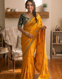 Magnificat Yellow Fandy Silk Sequence Embroidery Work Saree With Stitched Blouse