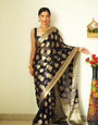 Skinny 1-Minute Ready To Wear Black Cotton Silk Saree