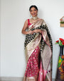Eloquence 1-Minute Ready To Wear Black Soft Silk Saree