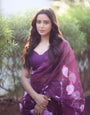 Verdant 1-Minute Ready To Wear Wine Organza Silk Saree