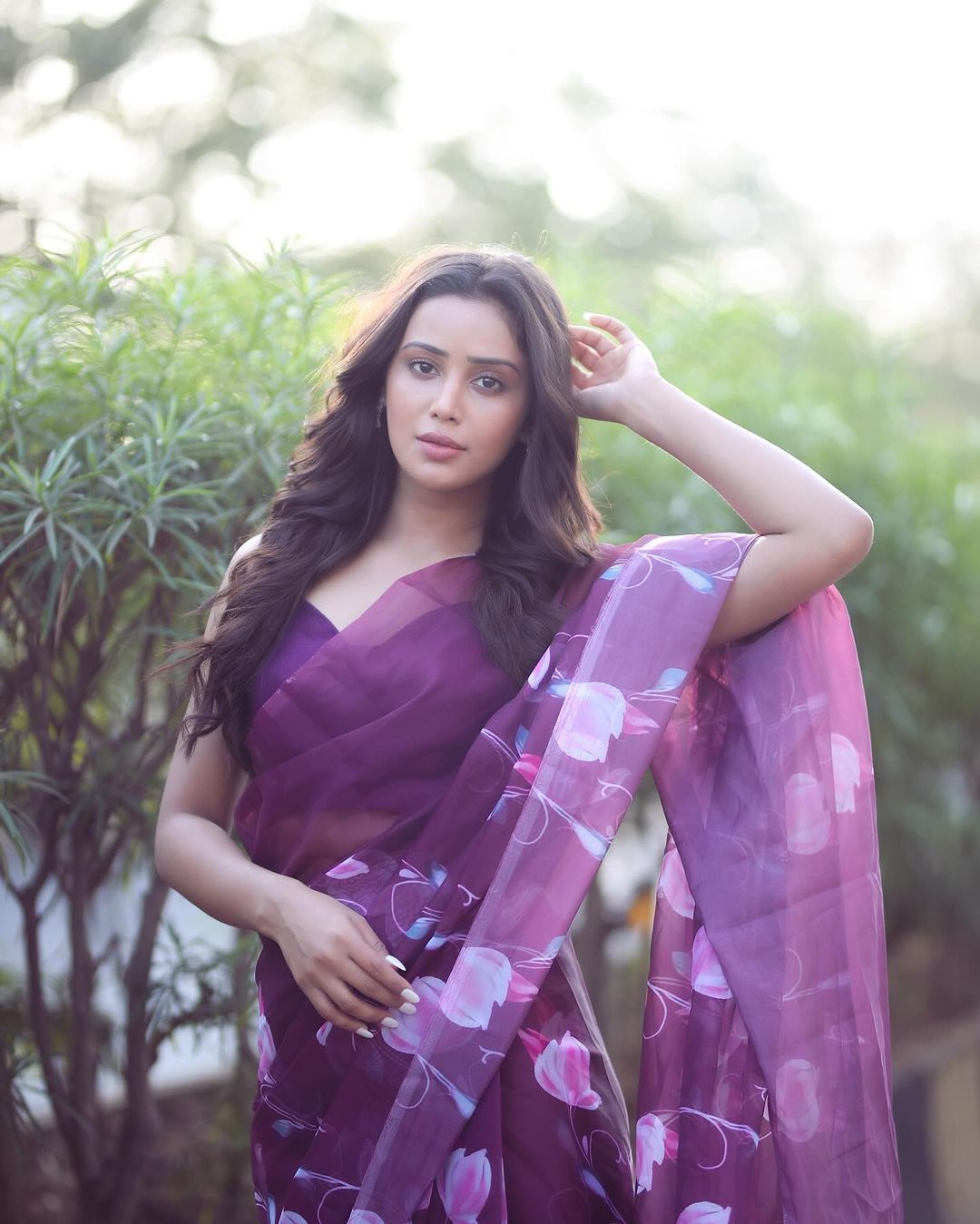Verdant 1-Minute Ready To Wear Wine Organza Silk Saree
