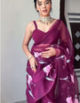 Most Adorning 1-Minute Ready To Wear Wine Organza Silk Saree