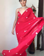Ebullience 1-Minute Ready To Wear Red Georgette Saree