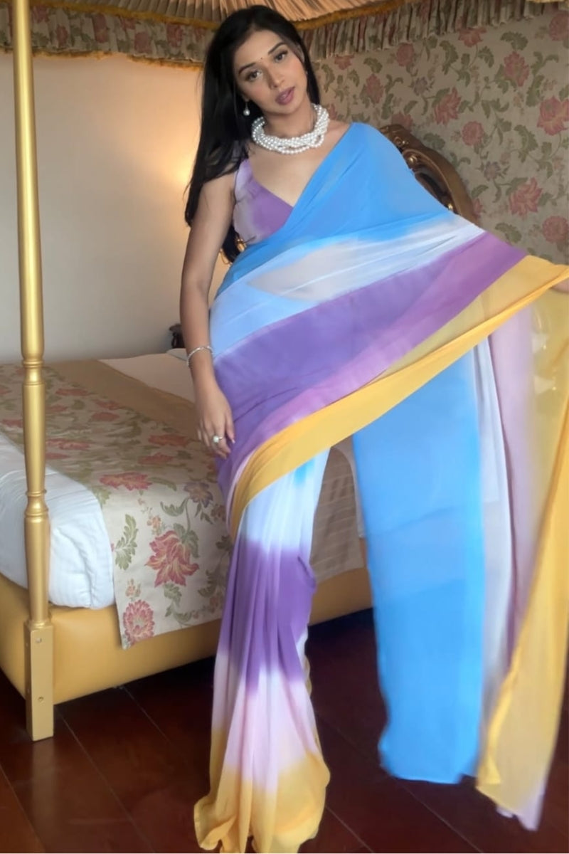Glamorous 1-Minute Ready To Wear Multi Color Georgette Saree