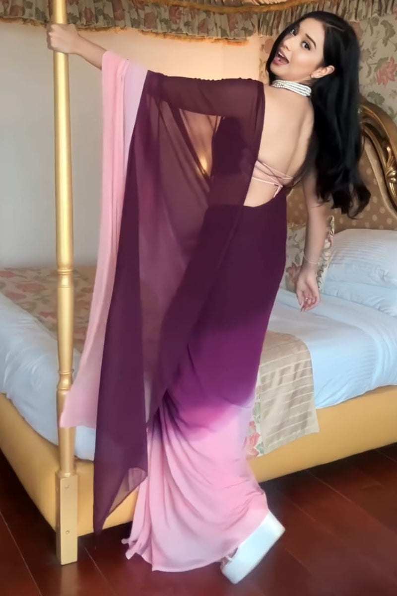 Incredible 1-Minute Ready To Wear Multi Color Georgette Saree