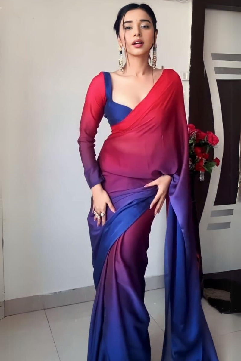 Arresting 1-Minute Ready To Wear Multi Color Georgette Saree