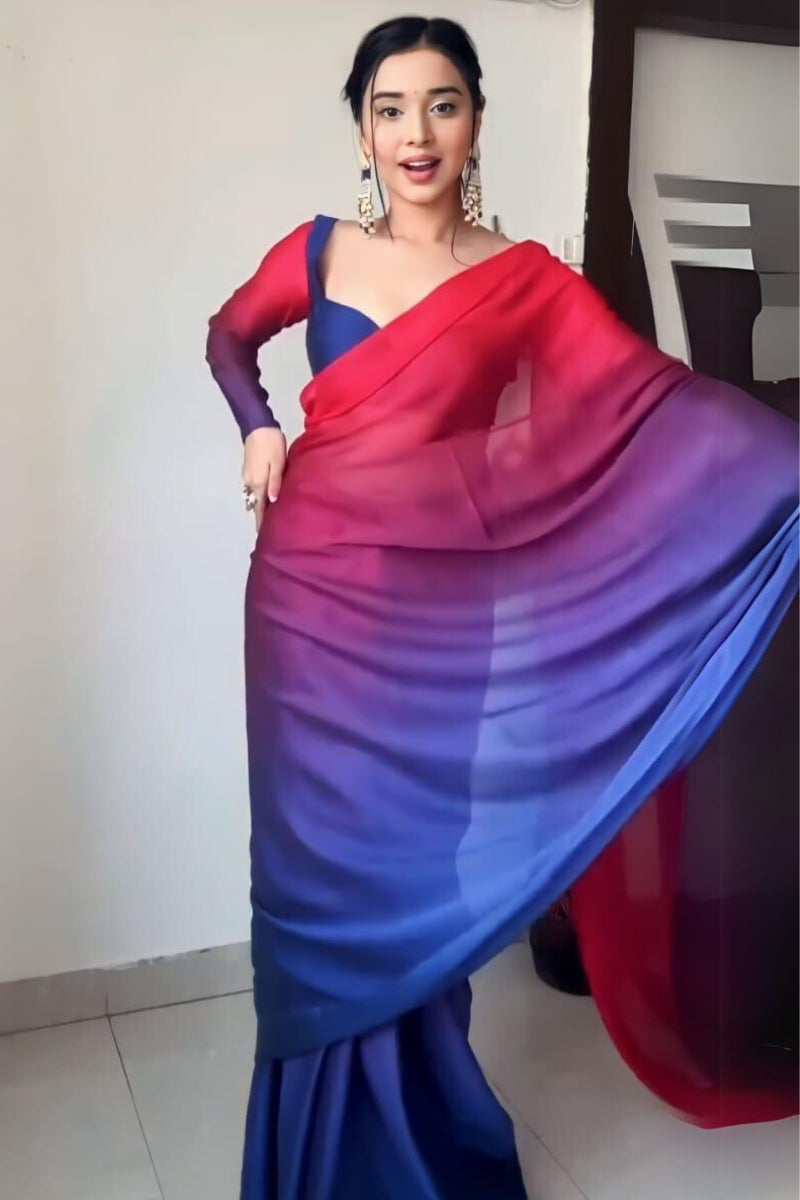 Arresting 1-Minute Ready To Wear Multi Color Georgette Saree