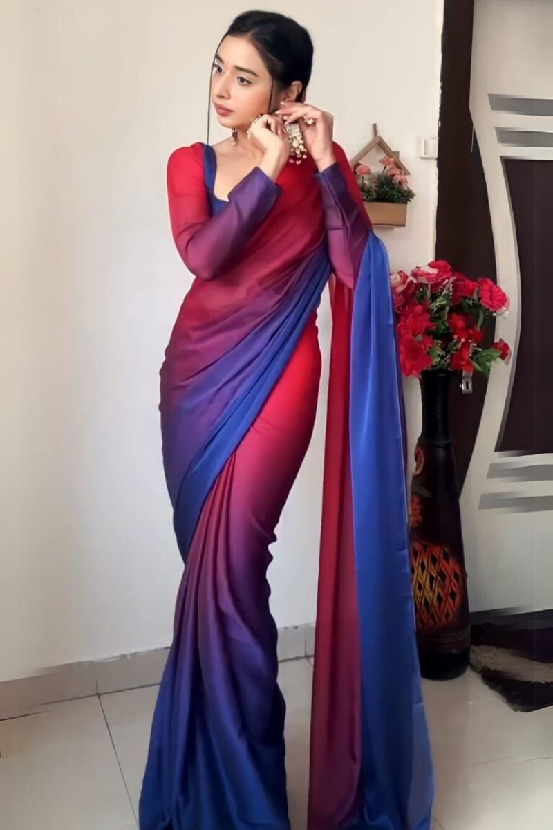 Arresting 1-Minute Ready To Wear Multi Color Georgette Saree