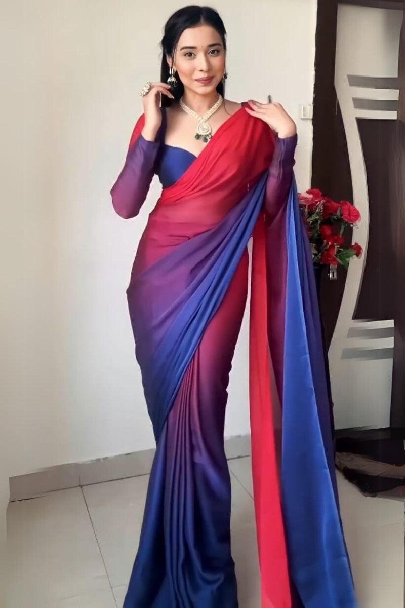 Arresting 1-Minute Ready To Wear Multi Color Georgette Saree
