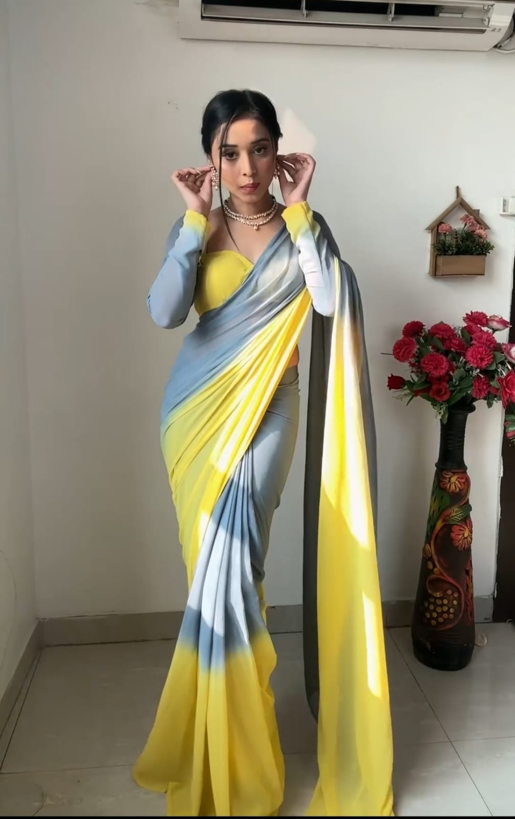 Whimsical 1-Minute Ready To Wear Multi Color Georgette Saree