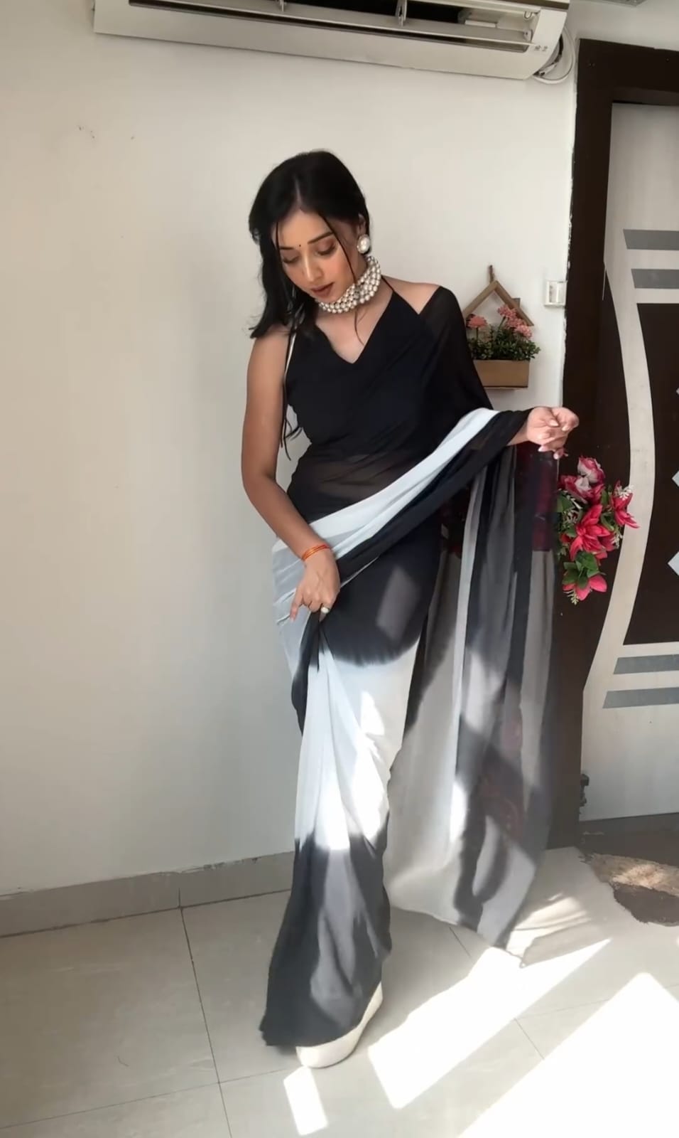 Lissome 1-Minute Ready To Wear Multi Color Georgette Saree