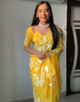 Engrossing 1-Minute Ready To Wear Yellow Georgette Saree