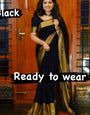 Panoply 1-Minute Ready To Wear Black Chiffon Silk Saree