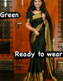 Cynosure 1-Minute Ready To Wear Dark Green Chiffon Silk Saree