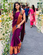 Moiety 1-Minute Ready To Wear Purple Chiffon Silk Saree