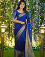 Surpassing 1-Minute Ready To Wear Royal Blue Chiffon Silk Saree