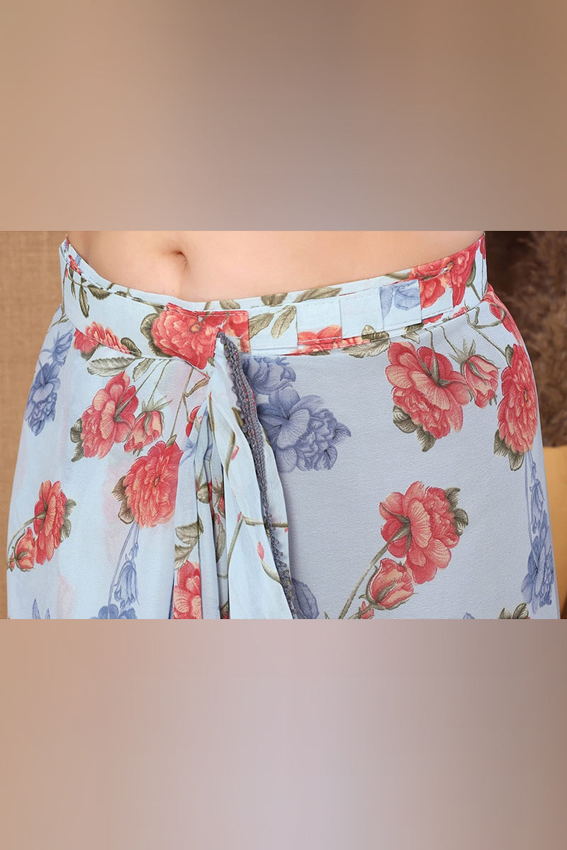 Bewitching 1-Minute Ready To Wear Sky Georgette Saree