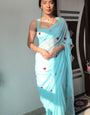 Elegant 1-Minute Ready To Wear Sky Georgette Saree