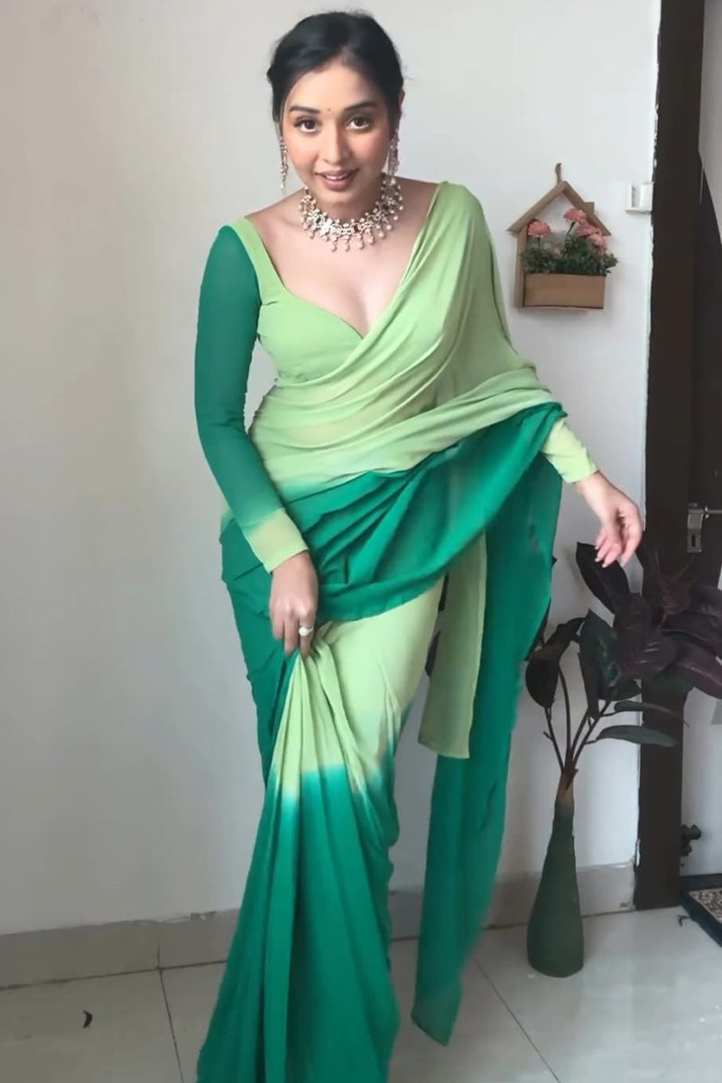 Dulcet 1-Minute Ready To Wear Rama Georgette Saree