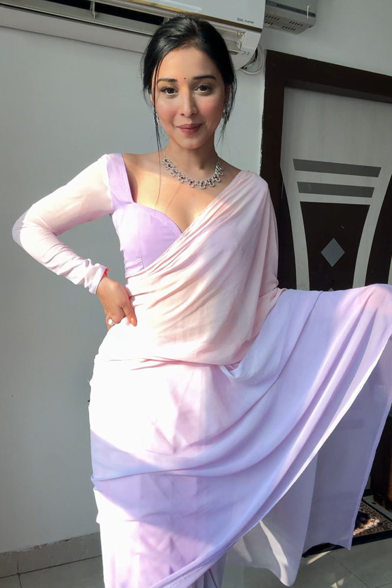 Posh 1-Minute Ready To Wear Lavender and Pink Georgette Saree