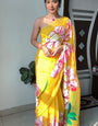 Charismatic 1-Minute Ready To Wear Yellow Organza Silk Saree
