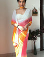 Impressive 1-Minute Ready To Wear Yellow and Pink Georgette Saree