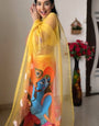 Sonorous 1-Minute Ready To Wear Yellow Organza Silk Saree
