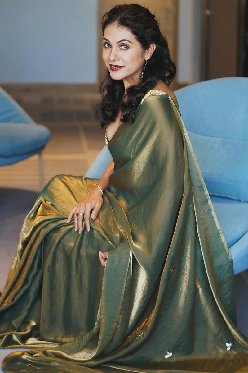 Unequalled Green Fancy Silk Saree With Most Stunning Blouse Piece