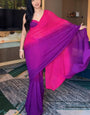 Jazzy 1-Minute Ready To Wear Pink and Purple Georgette Saree