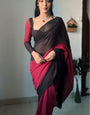 Elaborate 1-Minute Ready To Wear Black and Maroon Georgette Saree