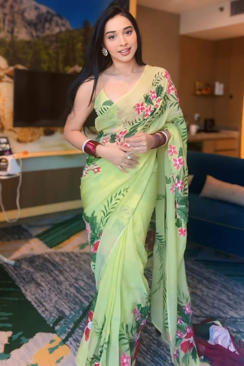 Fairytale 1-Minute Ready To Wear Pista Georgette Saree