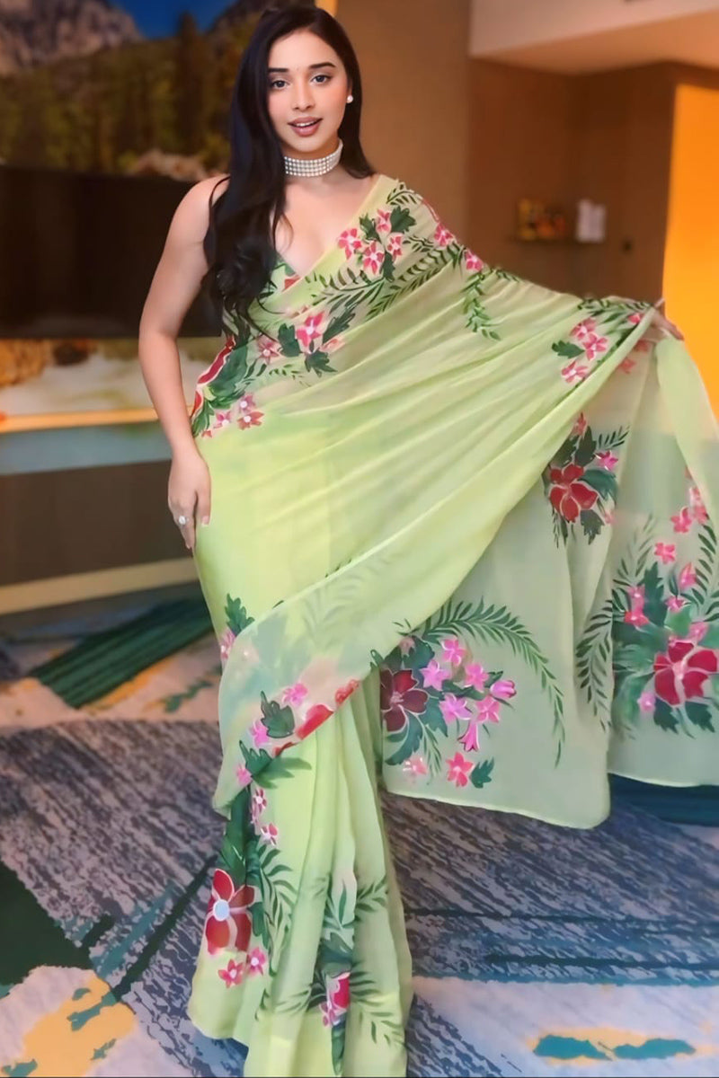 Fairytale 1-Minute Ready To Wear Pista Georgette Saree