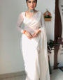 Admirable 1-Minute Ready To Wear White Georgette Saree