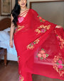 Brood 1-Minute Ready To Wear Red Georgette Saree