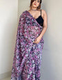 Splendiferous 1-Minute Ready To Wear Purple Georgette Saree