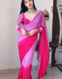 Redolent 1-Minute Ready To Wear Lavender and Pink Georgette Saree