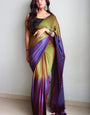 Whimsical 1-Minute Ready To Wear Mehndi and Blue Chiffon Silk Saree