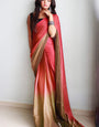 Imaginative 1-Minute Ready To Wear Pink and Brown Chiffon Silk Saree
