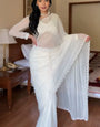 Exceptional 1-Minute Ready To Wear White Georgette Saree