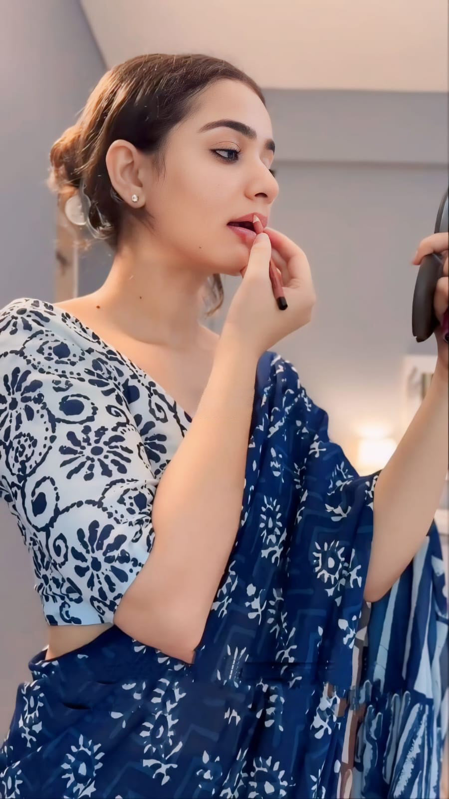 Most Stunning 1-Minute Ready To Wear Blue Cotton Saree