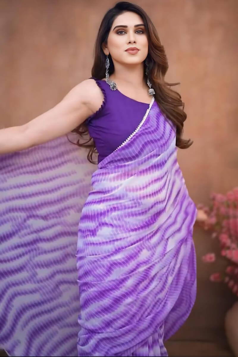 Nemesis 1-Minute Ready To Wear Lavender Georgette Saree