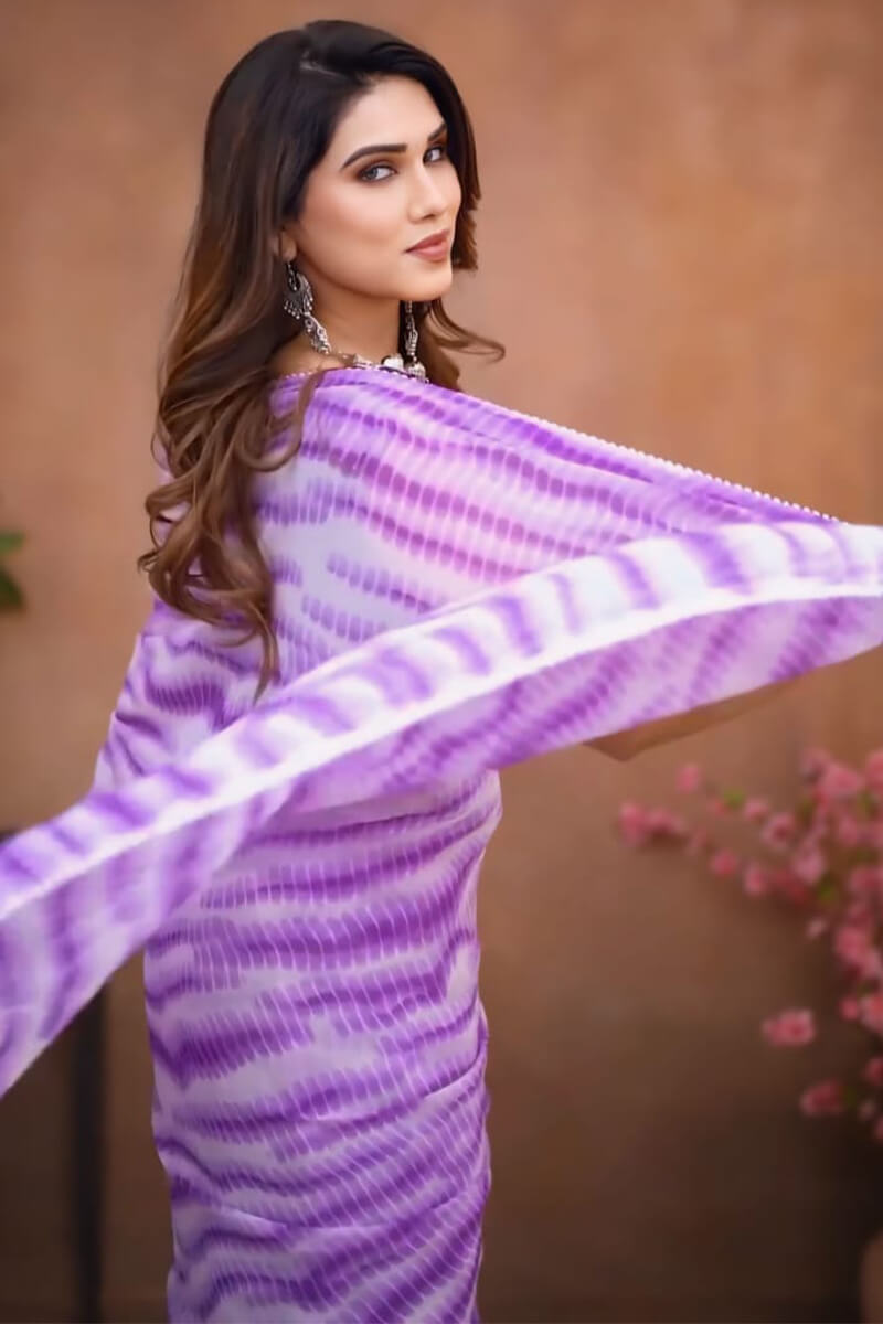 Nemesis 1-Minute Ready To Wear Lavender Georgette Saree